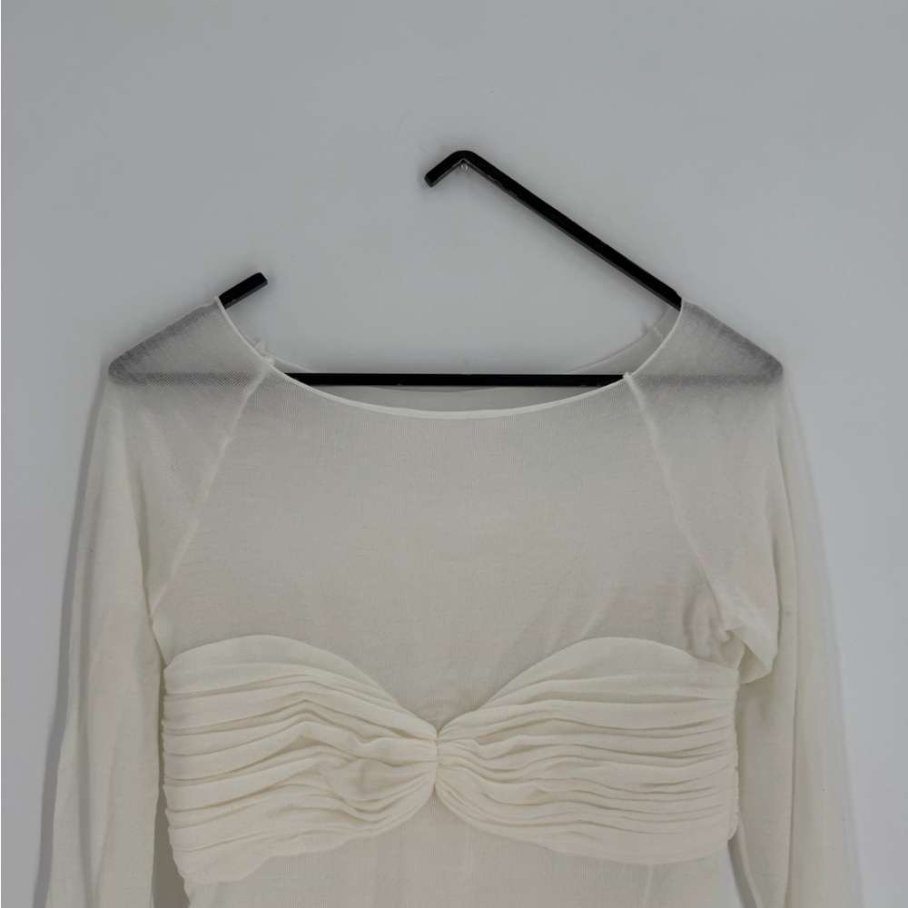 Orseund Iris La Sirena Silk Cashmere Blend Dainty Sheer Off Shoulder Knit Top